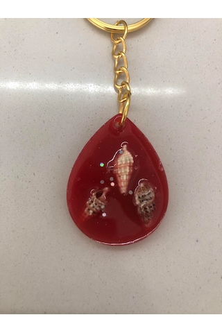 Lim10lubahce Kırmızı Deniz Kabuklu Anahtarlık Kırmızı