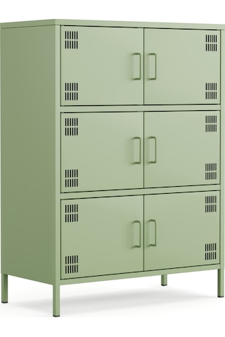Pera Metal Çok Gözlü Dolap, 6 Kapaklı 80,50 X 40 X 109,50 Cm Ral 6011 Yeşil
