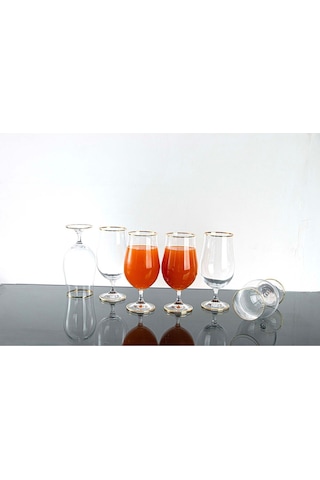 Plt Design Lav Kristal Gerçek Yaldızlı 6 Kokteyl-meşrubat Bardağı-su Bardağı Gst173f