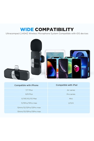 Springsun Mikrofon Boya By-v2 Tek Tetikli İki 2.4g Kablosuz Mikrofon Sistemi Klipsli Telefon Mikrofonu