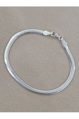 Balık Sırtı Gümüş Bileklik Unisex Balıksırtı Model Gümüş Bileklik Taşsız Bileklik 5 Mm