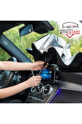Bmw 7 Serisi Şemsiye Tip Ön Cam Güneşliği Katlanabilir Uv Korumalı Araç Cam Güneşlik