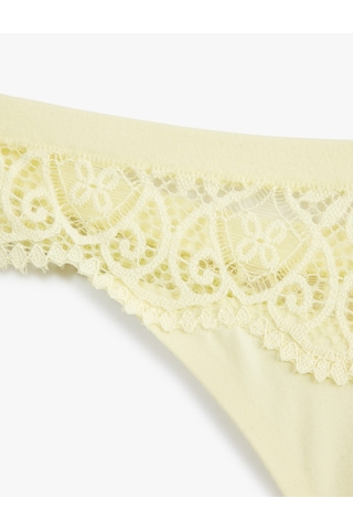 Koton Rahat Kalıp Dantelli String Külot Yeşil 6slk30134mk