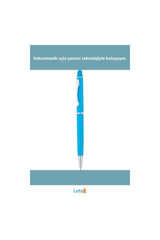 Şık Turkuaz Metal Dokunmatik Kalem 14 Cm Çok Renkli