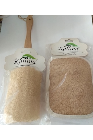 Kallina Kabak Lifi Sırt için Sopalı + Eldiven Kese Bej
