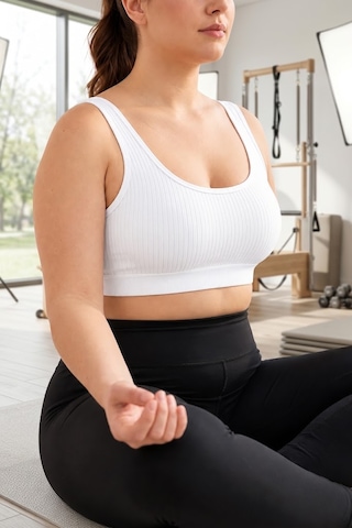 İpeksi Collection Kalın Askılı Pamuklu Çıkarılabilir Pedli Büstiyer Bralet - Sporcu Yarım Atlet Beyaz