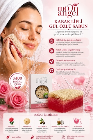 Kabak Lifli Sabun Gül Özlü Nemlendirici Ve Yatıştırıcı Cilt Bakım Sabunu