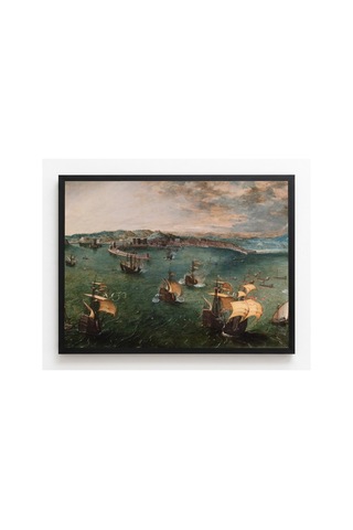 Rönesans Bruegel Napoli Körfezinde Deniz Savaşı Çerçevesiz Poster 21x30 Cm A4 Tablo Rönesans