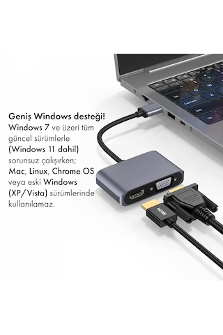 Microcase Usb 3.0 - Hdmı Vga Adaptörü, Usb'den Vga'ya Hdmı Dönüştürücü Monitör Ekranı Video Adaptörü Dönüştürücü İle Uyumlu - Al5862 Siyah