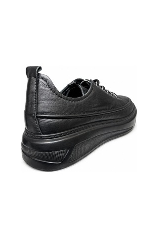 Papucumun Dünyası Kadın Hakiki Deri Topuk Destekli Tam Ortopedik Sneaker Ayakkabı Siyah