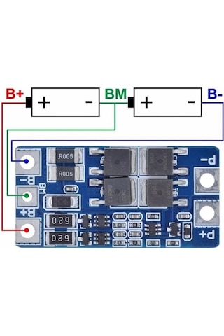 Komponentci 2S 10A 7.4V 18650 BMS Lityum Batarya Pil Akü Koruma Kartı Protection Board