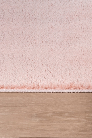 Vl Comfort Peluş Halı Gri Overloklu Pembe