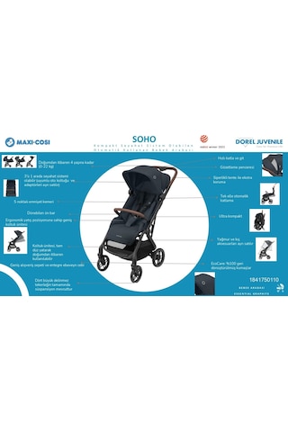 Maxi-Cosi Soho Kompakt Seyahat Sistem Olabilen Otomatik Katlanan Bebek Arabası - Twillic Truffle