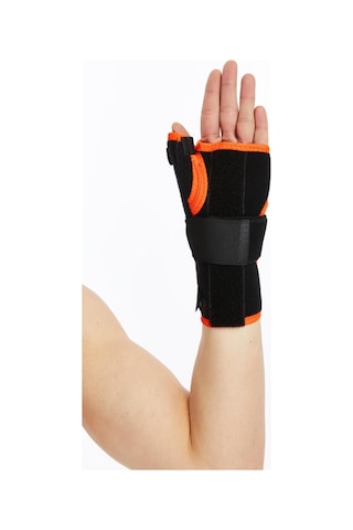 Prolife Ortopedi Avuç İçi Baş Parmak Destekli El Bilek Ateli Siyah-turuncu