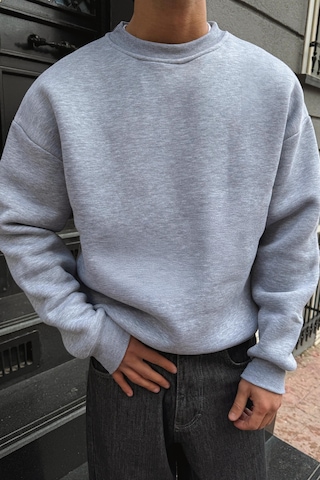 Flaw Basic Oversize Sweatshirt-28694 Gri Melanj