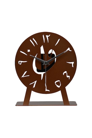 Elif-vav Model Metal Lazer Kesim Akar Sessiz Mekanizmalı Masa Saati Bakır