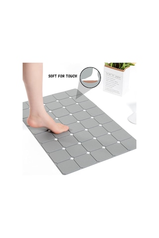 Dln Shop 2 Adet Küvet Ve Duş Paspası Vantuzlu Kaymaz Yumuşak Silikon Banyo Paspası 45 X 70 Cm V-161 Gri