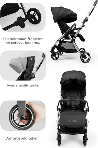 Kanz Marcus Kolay Katlanabilen Kabin Bebek Arabası Raisin Black