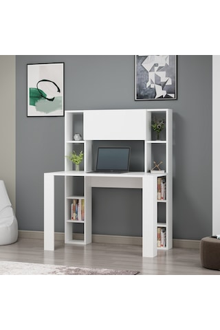 Dekorosso Dekorosso Vital Raflı Dolaplı Çalışma Masası Beyaz
