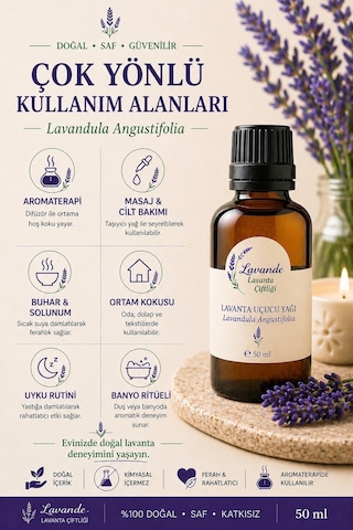 Lavande Lavanta Çiftliği Lavanta Yağı L.Angustifolia İçten Damlalıklı 50 ML