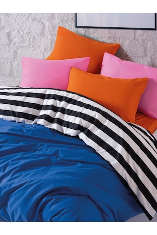 Cozy Home Popping Colors Çift Kişilik Lastikli Çarşaflı Nevresim Takımı Dusk Mavi