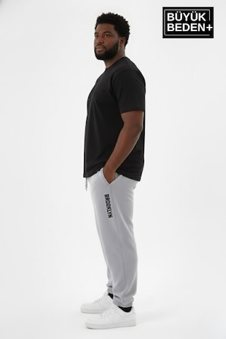 Süperlife Erkek Büyük Beden Brooklyn Baskılı Paça Lastikli Jogger İnce Eşofman Altı Spr26bea951-2 Gri Melanj
