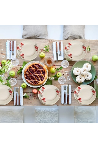 Gür Al Porselen Çiçek Desenli 6 Adet 25cm Servis Tabağı