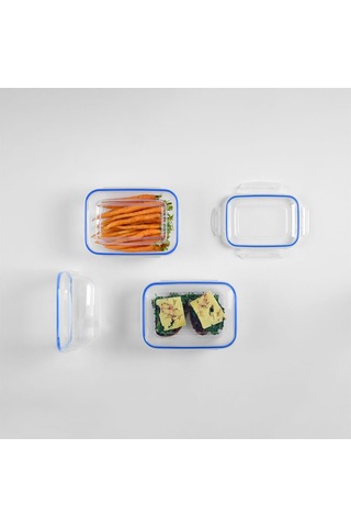 Dünya Dp-30112-102 Dikdörtgen Saklama Kabı 800 Ml - Contalı Sızdırmaz Şeffaf Beyaz- 12'li Paket