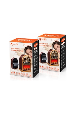 Solar - İbreli Şömineli Radyo - Retro Am - Fm - Sw Usb - Type-c Sarjlı Bt - Tf - Usb Speaker Yg-6041bts 5580