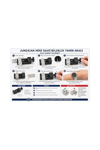 Jungxıan Mini Saat/bileklik Tamir Aracı Kompakt Saat Kayışı Ayarlayıcı Çelik Saat Bant Sökme Ve Kısaltma Aparatı Ev Kullanımı Ve Tüm Saat Modelleri İçin Siyah