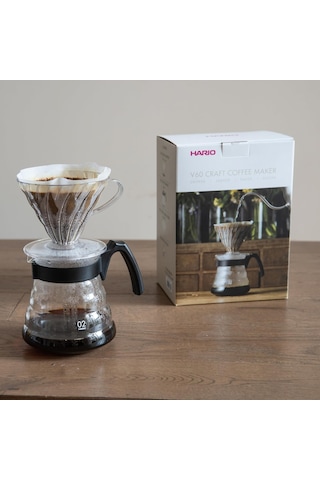 Craft Kit V60 Cam Kahve Servisi Sunuculu Plastik Damlatıcı, Ölçüm Kaşığı Ve Filtreli, Borosilikat, Siyah, Boyut