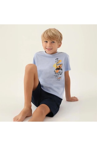 Arnetta 2989c Erkek Çocuk Bermuda Pijama Takım Mavi