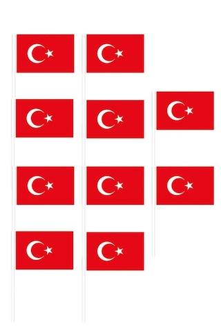 20li Çubuklu Kağıt Türk Bayrağı Çıtalı Sopalı 23 Nisan