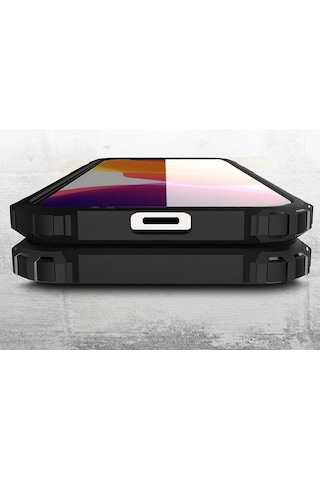 Noktaks - Apple Uyumlu iPhone   12 Mini - Kılıf   Çift Katman Zırh Tank Crash Military Kapak - Siyah