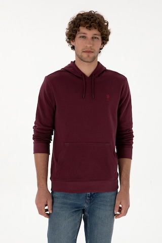 U.S. Polo Assn. Erkek Regular Fit Kapüşonlu Koyu Bordo Basic Sweatshirt 50313720-VR177