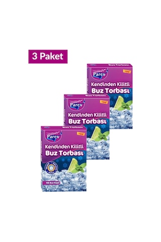 Kendinden Kilitli Buz Torbası 196 Buz Küpü Üçlü Set