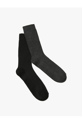 Koton Basic 2'li Soket Çorap Seti Çok Renkli Multıcolor 4wam80402aa Mavi