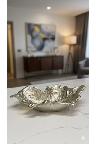 Fıny Dekoratıf Tabak Sılver 33x19x9 Cm