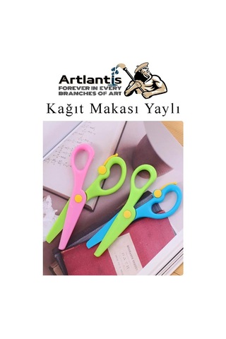 Renkli Kağıt Makası 4 Adet Plastik Yaylı Küt Uç Korumalı Okul Makası Çocuk Makası Okul Öncesi Kreş Ana Sınıfı