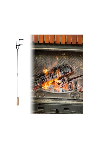 Homyl Toz Alma Kancası Ahşap Saplı Dövme Demir Ateş Stil-a Stil A Çok Renkli