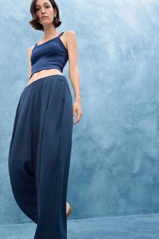 Defacto Balloon Fit Çift Cepli Normal Bel Crop Keten Karışımlı Pantolon F9960ax25aunv207 Lacivert