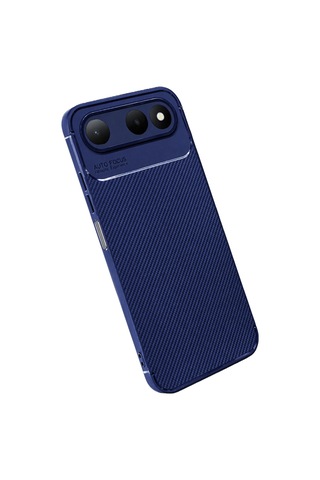 Tecno Spark 50 5g Uyumlu Kılıf Karbon Tasarım Kamera Korumalı Silikon Telefon Kılıfı Kapak Lacivert