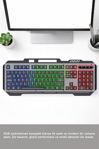 Oyuncu Klavyesi Rgb Işıklı Mekanik Ergonomik Kablolu Klavye Tk13