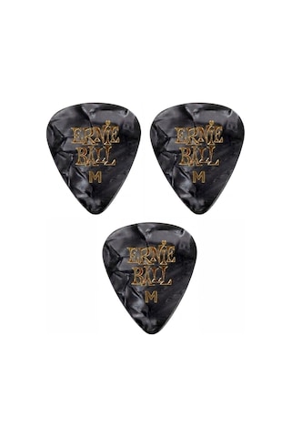 Ernie Ball P09166 Pearloid Medium Siyah Gitar Pena 3 Adet 0,72mm