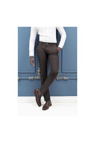Ecer Slimfit Mevsimlik Fermuar Kapamalı Yan Cepli Kumaş Pantolon Kahverengi