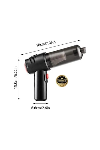 Usb Giriş İle Uyumlu Güçlü Emiş Üfleme Özellikli Ev Araç Kablosuz Şarjlı El Süpürgesi Siyah Diğer