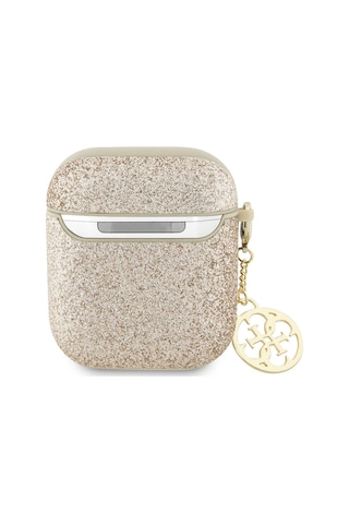 Apple Uyumlu AirPods Kılıf Guess Glitter 4g Charm Exclusive Tasarım Gold