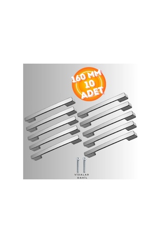 Köprü Kulp Dolap Çekmece Kulbu Metal Kulp 160 Mm 10 Adet Krom