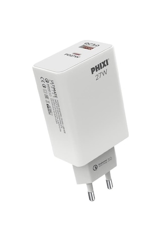Phixi Ultimate UPD4225 27W PD Çift Çıkışlı Hızlı Şarj Adaptörü