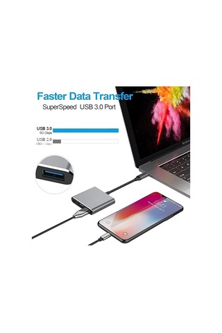 3in1 Type-c To 4k Hdmı - Usb 3.0 - Type-c Pd Şarj- Çevirici 4k Dö